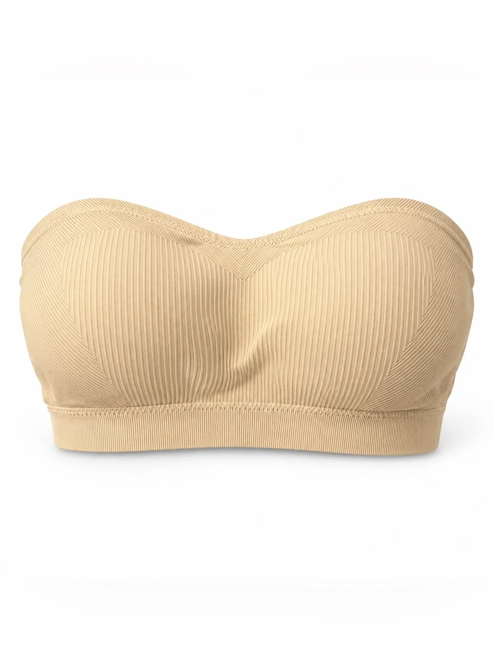 🖤 Nude Ribbed Strapless Bandeau Bra w/ Attachable Straps | Size L | NWOT